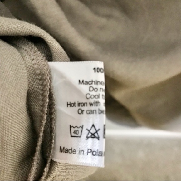 Eskandar 100% Linen Boxy Button Front Top Size 1 Medium Tan Green Khaki Luxury - Picture 7 of 8